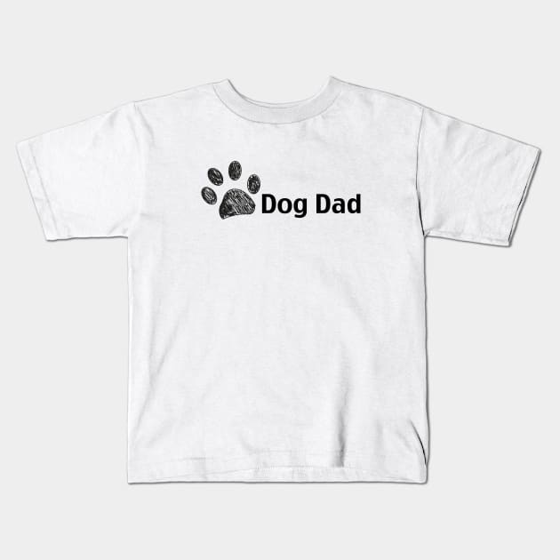 Doodle black paw print. Dog Dad text Kids T-Shirt by GULSENGUNEL